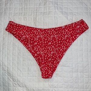 Red and White Floral Bikini Bottoms